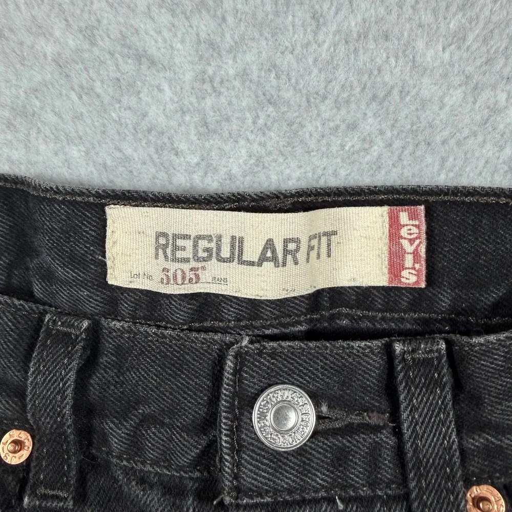 Levis 505 Regular Fit Black Denim Jeans Mens 32x30 Straight Leg Fits 30x29 y2k